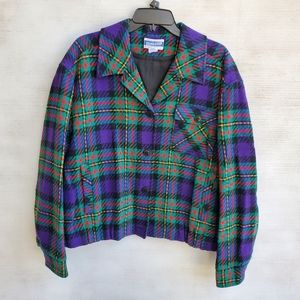 Vintage Pendleton Plaid Cropped 100% Wool Jacket